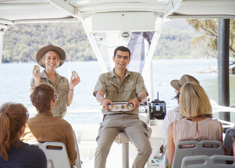 Tour guide on a Broken Bay Pearl Farm tour